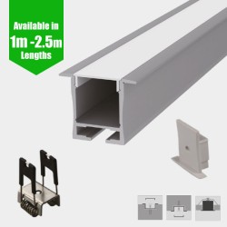 LED Profile Recessed Ceiling for LED Strip -  Aluminium LED Channel c/w  Diffuser + End Caps LED Profile Recessed Ceiling for LED Strip -  Aluminium LED Channel c/w  Diffuser + End Caps