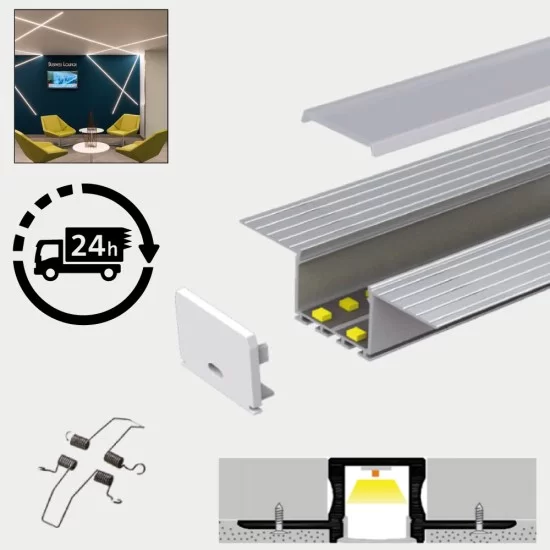 Plasterboard flush mounted aluminium led deals profile