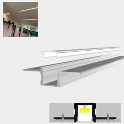 LED Profile Slim Plaster-in Recessed Extrusion for LED Strip - Aluminium LED Channel c/w  Clip-in Diffuser + End Caps LED Profile Slim Plaster-in Recessed Extrusion for LED Strip - Aluminium LED Channel c/w  Clip-in Diffuser + End Caps