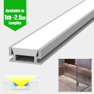 LED Profile Recessed Tile Waterproof for LED Strip (IP65) Aluminium LED Channel c/w  Diffuser + End Caps + Mounting Clips