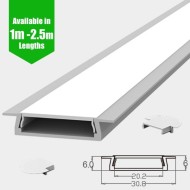 Slim Decorative Recessed LED Profile for 15mm Phillips Hue Generation 1 LED Strip - Aluminium LED Channel c/w Clip-in Diffuser + End Caps