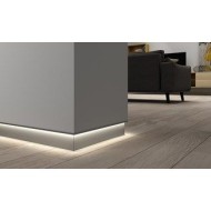 LED Skirting Board Profile - Aluminium LED Channel Extrusion Housing Trunking for Skirting/Perimeter Walls c/w  Diffuser 