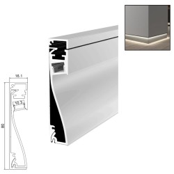 LED Skirting Board Profile - Aluminium LED Channel Extrusion Housing Trunking for Skirting/Perimeter Walls c/w  Diffuser  LED Skirting Board Profile - Aluminium LED Channel Extrusion Housing Trunking for Skirting/Perimeter Walls c/w  Diffuser