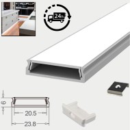 Slim Decorative Wide LED Profile for 15mm Phillips Hue Generation 1 LED Strip - Aluminium LED Channel c/w Clip-in Diffuser + End Caps