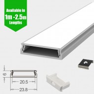 Slim Decorative Wide LED Profile for 15mm Phillips Hue Generation 1 LED Strip - Aluminium LED Channel c/w Clip-in Diffuser + End Caps