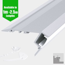 LED Profile Step Extrusion / Stair Nosing (Downlight) for LED Strip -  Aluminium LED Channel c/w  Clip-in Diffuser + End Caps  LED Profile Step Extrusion / Stair Nosing (Downlight) for LED Strip -  Aluminium LED Channel c/w  Clip-in Diffuser + End Caps