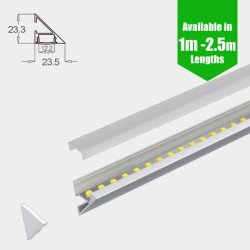 Wall Mount Cove Pelmet Perimeter LED Profile for LED Strip - Wall Mount Aluminium LED Channel c/w Clip-in Diffuser + End Caps + Mounting Clips  Wall Mount Cove Pelmet Perimeter LED Profile for LED Strip - Wall Mount Aluminium LED Channel c/w Clip-in Diffuser + End Caps + Mounting Clips