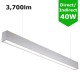 Suspended Linear LED Light Up/Down Light 1200mm/4ft - Silver Anodised Aluminum (3,700lm) 40W Flicker Free