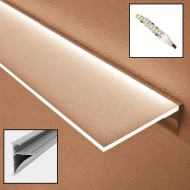 LED SHELF KIT - Complete Kit Includes LED Strip/LED Tape, LED aluminium profile bracket, LED Driver + Acrylic Shelf & 5m Cable 24V - Single Colour IP65