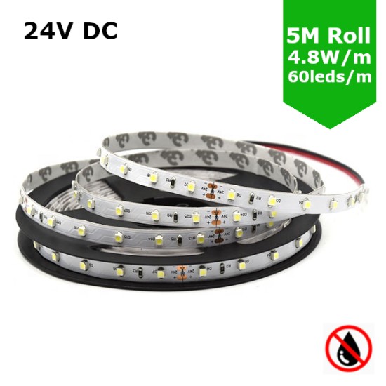 **CLEARANCE**  SMD3528 24V Flexible LED Strip - 5m 4.8W/m (60 LED/m) - Single colour IP21