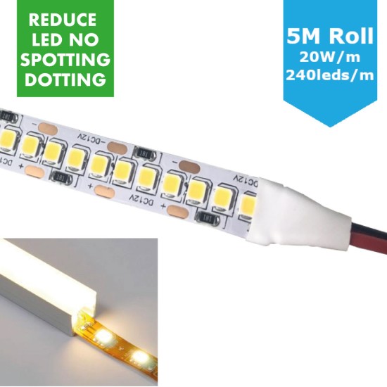 SMD2835 24V Flexible LED Strip - 5m 20W/m (240 LED/m) - Single colour IP65