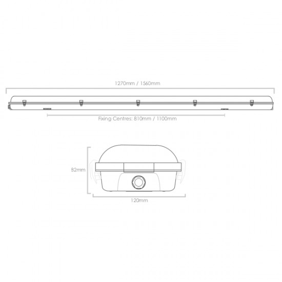 **CLEARANCE** 4ft LED Strip Lights Non-corrosive IP65 Twin/1200mm [1.2m]Vapour-proof - 3hr Emergency Version