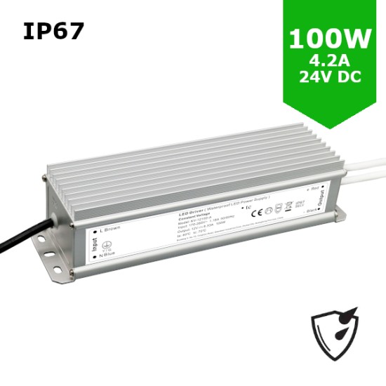 100W 24V DC LED Driver / LED Power Supply / LED Transformer  - 4.2Amp 4.2A Constant Voltage LED Power Supply - IP67