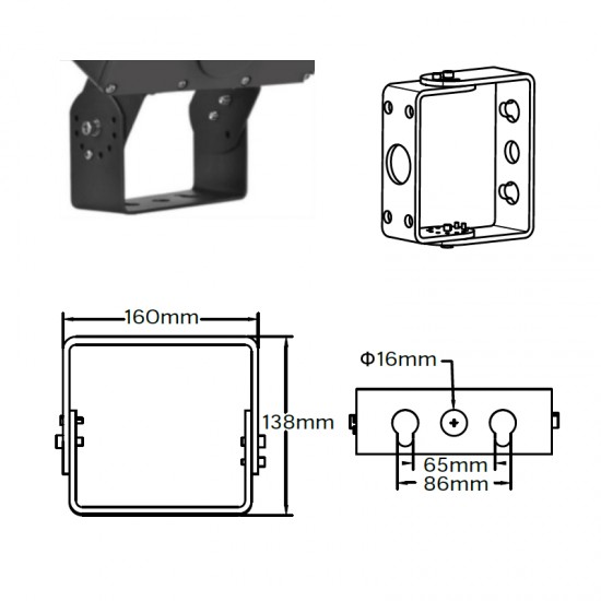 Adjustable Floodlight Bracket for LSTSAL Sports Area Floodlight Series