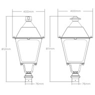 LED Post Top Lantern - Victorian / Traditional Street Light Luminaire 30W/40W/50W - 4-8m Column Street Lighting Fixture Replaces 70W SOX Flicker Free