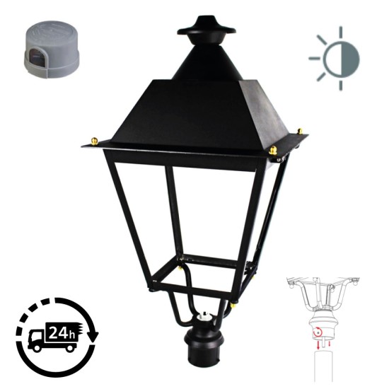 LED Street Light - Victorian / Traditional Street Light Luminaire 50W - c/w Photocell Dusk Til Dawn DayLight Sensor NEMA Socket Flicker Free