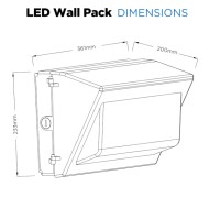 **CLEARANCE** LED Wallpack - 40W 4,800lm - Die-cast aluminium Body with 5mm Glass - Replacement for 70W MHL Metal Halide Replacements Flicker Free