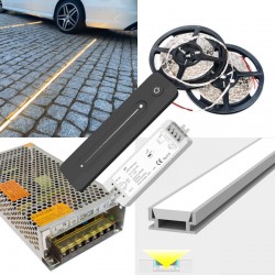 Outdoor Recessed Patio Drive Driveway Garden LED Strip Tape Profile Complete Kit - Includes LED Strip Tape, LED Profile, Driver + Optional Remote Dimmer and Wall Plate Dimming Switch, 5m Cable 24V - Single Colour IP65 Outdoor Recessed Patio Drive Driveway Garden LED Strip Tape Profile Complete Kit - Includes LED Strip Tape, LED Profile, Driver + Optional Remote Dimmer and Wall Plate Dimming Switch, 5m Cable 24V - Single Colour IP65